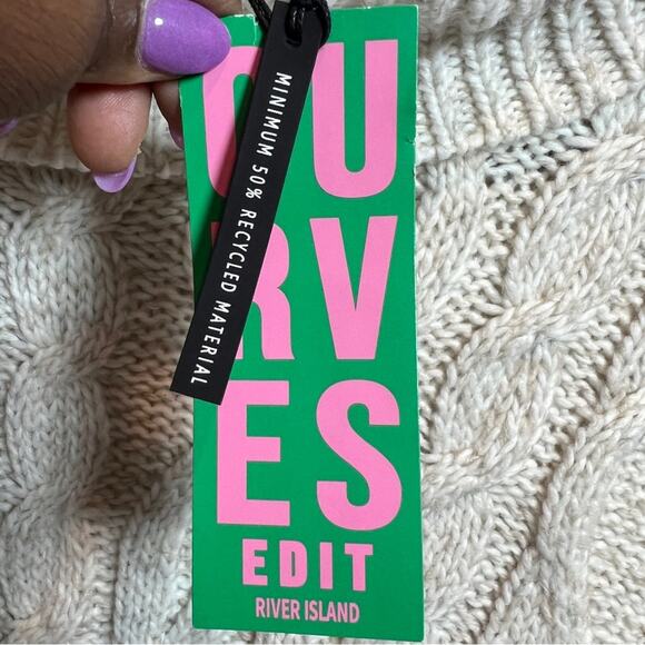 River Island Off-White Cable Knit Turtleneck Sweater - Picture 7 of 10